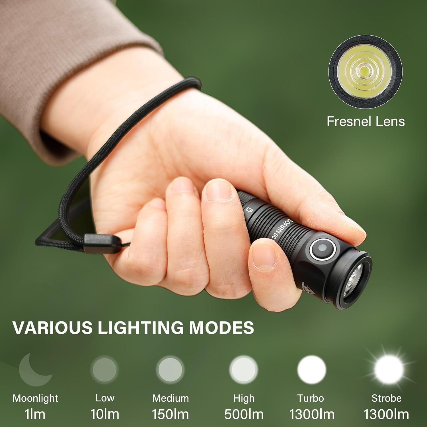 LED Small Flashlight USB C Rechargeable, SC13 Bright 1300 Lumens EDC Keychain Flashlights with IPX8 Waterproof, Portable Key Ring Mini Flash Light for Everyday Carry Camping Hiking