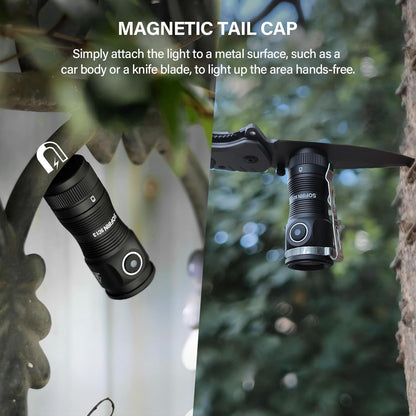 LED Small Flashlight USB C Rechargeable, SC13 Bright 1300 Lumens EDC Keychain Flashlights with IPX8 Waterproof, Portable Key Ring Mini Flash Light for Everyday Carry Camping Hiking