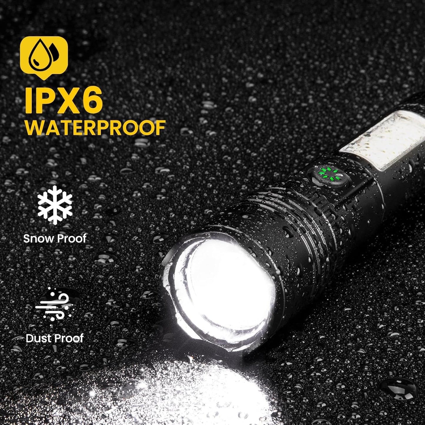 Rechargeable Flashlight High Lumens,8000Lm Super Bright Flash Light with 6 Modes& Adjustable Focus, Adjustable Powerful Handheld LED Flashlight for Home Camping,Torch, Handheld Torches