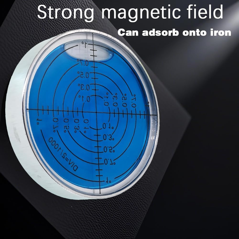 6'/2Mm Point High Precision Universal Level Bubble Metal Bubble Water Leveler Cross Level Gauge Small Household (Blue Luminous Magnetic)