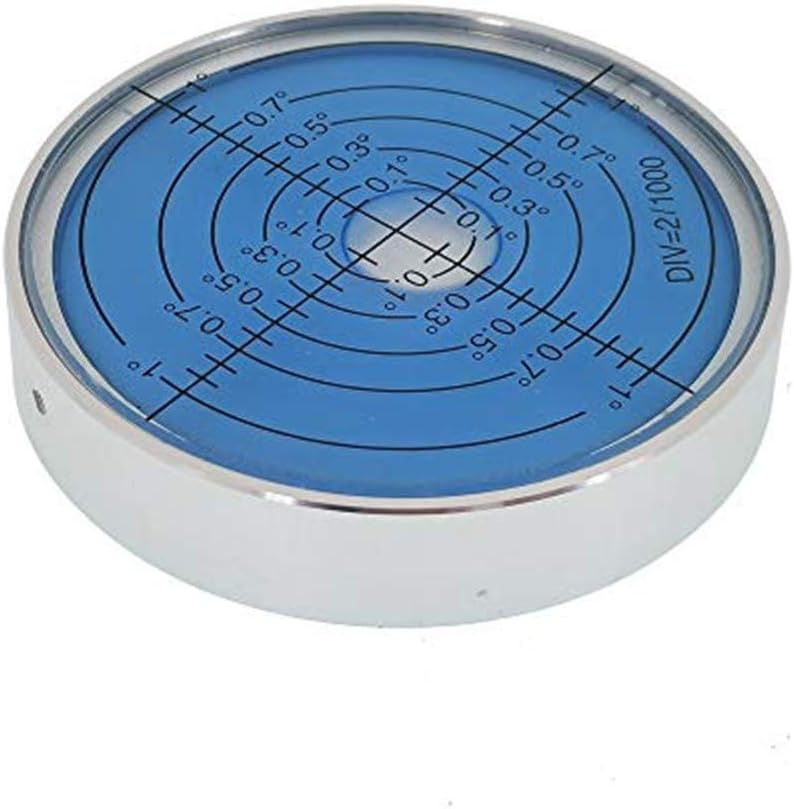 Aluminum Alloy High Precision Horizontal Bubble Universal High Precision Small Level Bubble Level Meter Circular Bubble Correction Convenient and Quick (Silver-Blue - with Magnetic-Luminous)