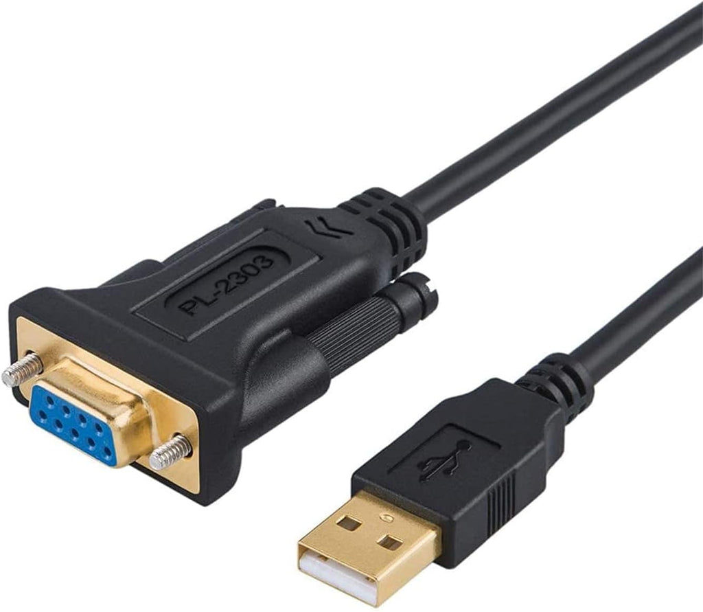 USB to RS232 Adapter with PL2303 Chipset, 6.6Ft USB 2.0 Male to RS232 Female DB9 Serial Converter Cable for Cashier Register, Modem, Scanner, Digital Cameras, Cnc,Black