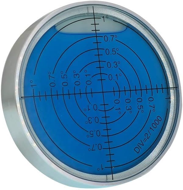 Aluminum Alloy High Precision Horizontal Bubble Universal High Precision Small Level Bubble Level Meter Circular Bubble Correction Convenient and Quick (Silver-Blue - with Magnetic-Luminous)