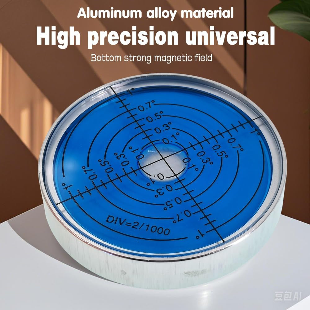 6'/2Mm Point High Precision Universal Level Bubble Metal Bubble Water Leveler Cross Level Gauge Small Household (Blue Luminous Magnetic)