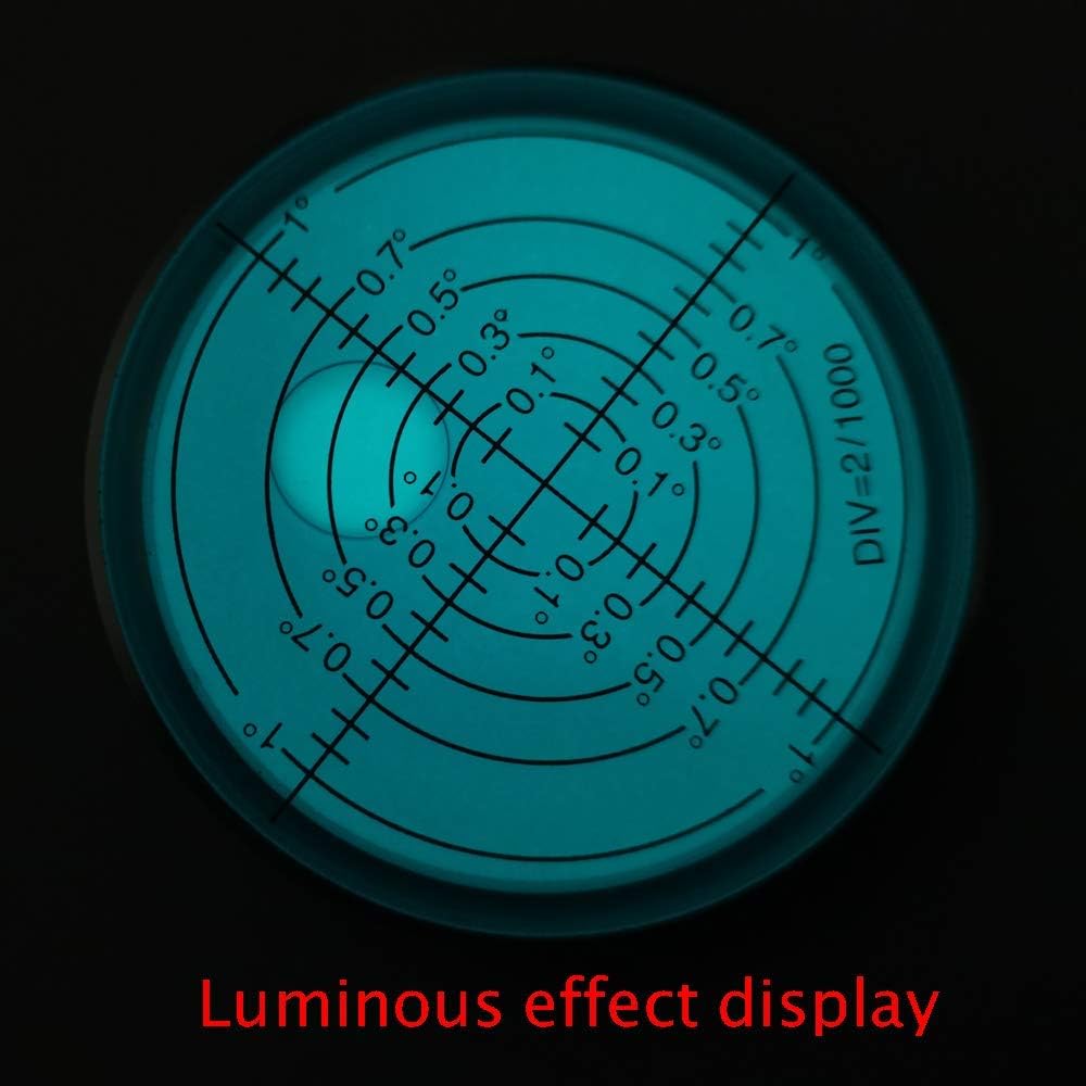 Aluminum Alloy High Precision Horizontal Bubble Universal High Precision Small Level Bubble Level Meter Circular Bubble Correction Convenient and Quick (Silver-Blue - with Magnetic-Luminous)