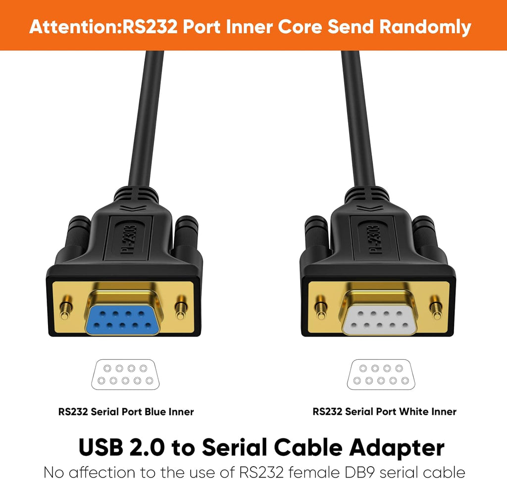 USB to RS232 Adapter with PL2303 Chipset, 6.6Ft USB 2.0 Male to RS232 Female DB9 Serial Converter Cable for Cashier Register, Modem, Scanner, Digital Cameras, Cnc,Black