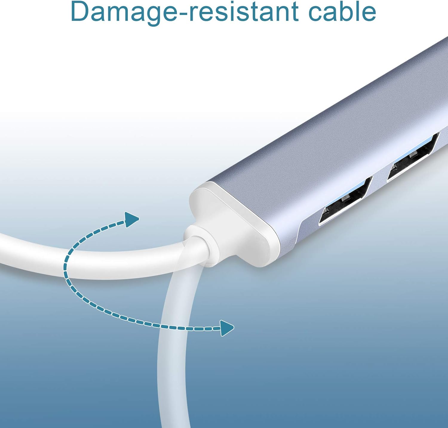 4-Port USB Hub Port Splitter: USB Port Expander - USB 3.0 Hub USB Dongle Multiport for Office Laptop PC