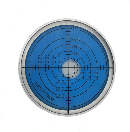 Aluminum Alloy High Precision Horizontal Bubble Universal High Precision Small Level Bubble Level Meter Circular Bubble Correction Convenient and Quick (Silver-Blue - with Magnetic-Luminous)