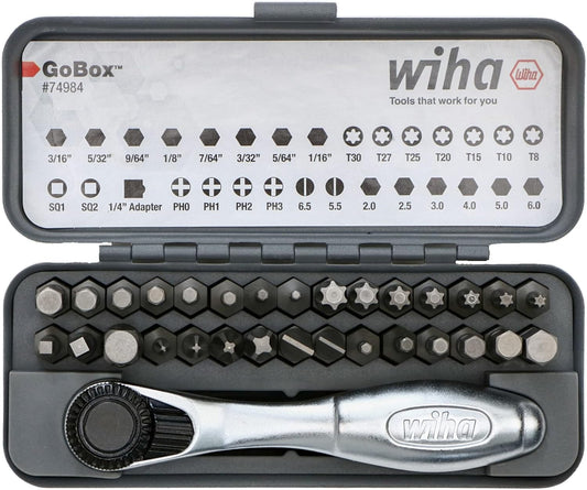 Wiha 32 Piece Gobox Standard Bit Set with Mini Ratchet
