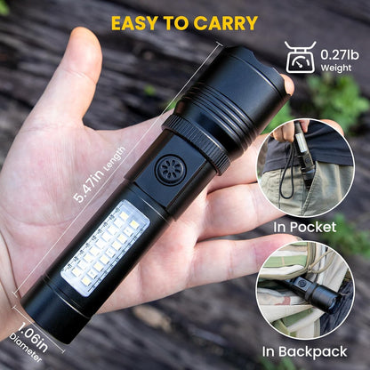 Rechargeable Flashlight High Lumens,8000Lm Super Bright Flash Light with 6 Modes& Adjustable Focus, Adjustable Powerful Handheld LED Flashlight for Home Camping,Torch, Handheld Torches