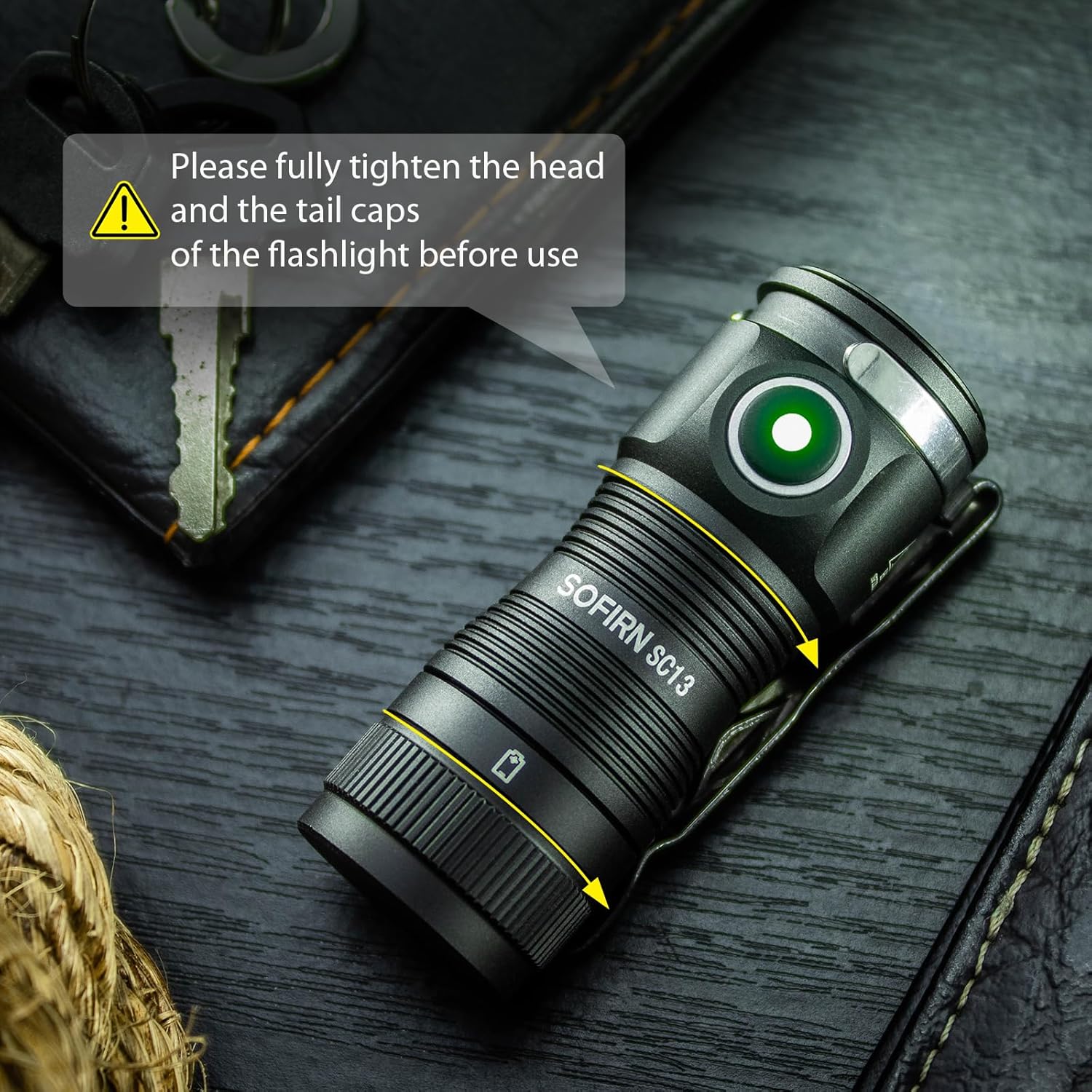 LED Small Flashlight USB C Rechargeable, SC13 Bright 1300 Lumens EDC Keychain Flashlights with IPX8 Waterproof, Portable Key Ring Mini Flash Light for Everyday Carry Camping Hiking