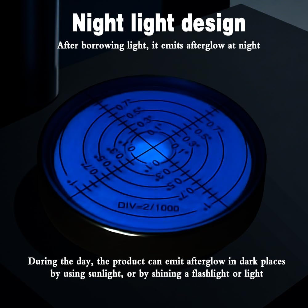 6'/2Mm Point High Precision Universal Level Bubble Metal Bubble Water Leveler Cross Level Gauge Small Household (Blue Luminous Magnetic)