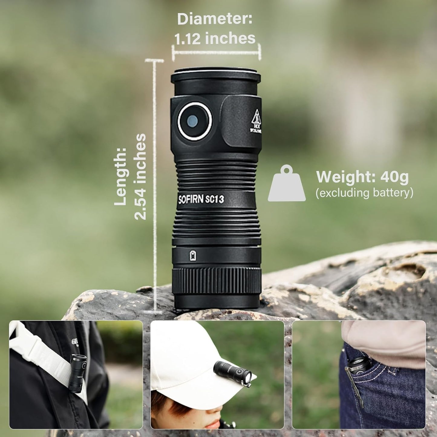 LED Small Flashlight USB C Rechargeable, SC13 Bright 1300 Lumens EDC Keychain Flashlights with IPX8 Waterproof, Portable Key Ring Mini Flash Light for Everyday Carry Camping Hiking