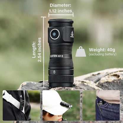 LED Small Flashlight USB C Rechargeable, SC13 Bright 1300 Lumens EDC Keychain Flashlights with IPX8 Waterproof, Portable Key Ring Mini Flash Light for Everyday Carry Camping Hiking