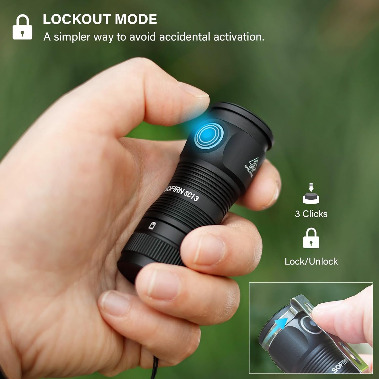 LED Small Flashlight USB C Rechargeable, SC13 Bright 1300 Lumens EDC Keychain Flashlights with IPX8 Waterproof, Portable Key Ring Mini Flash Light for Everyday Carry Camping Hiking