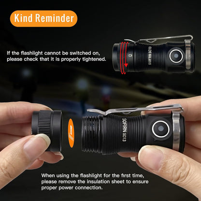 LED Small Flashlight USB C Rechargeable, SC13 Bright 1300 Lumens EDC Keychain Flashlights with IPX8 Waterproof, Portable Key Ring Mini Flash Light for Everyday Carry Camping Hiking
